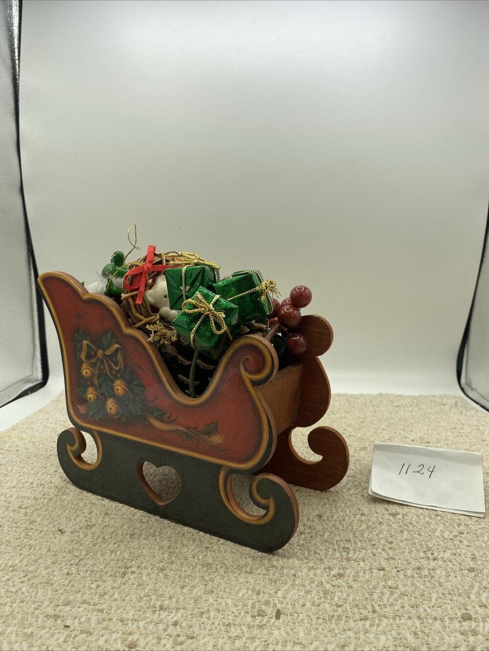christmas deocor sleigh hand made 8”X 6” Tall